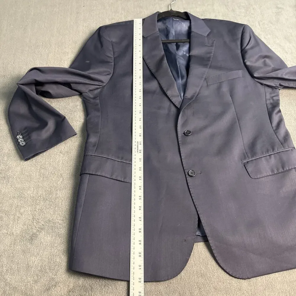 Ermenegildo Zegna Blazer Mens Navy Blue Check Wool and Silk Jacket Mens 44R